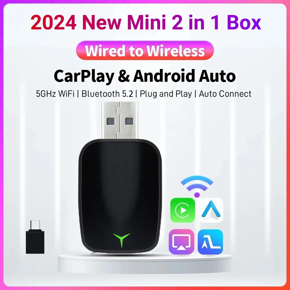 Electronics And Gadgets - ใหม่แบบมีสายไร้สายCarplay Android 2 In 1 อะแดปเตอร์อัตโนมัติรถGadgetสมาร์ทกล่องPlug