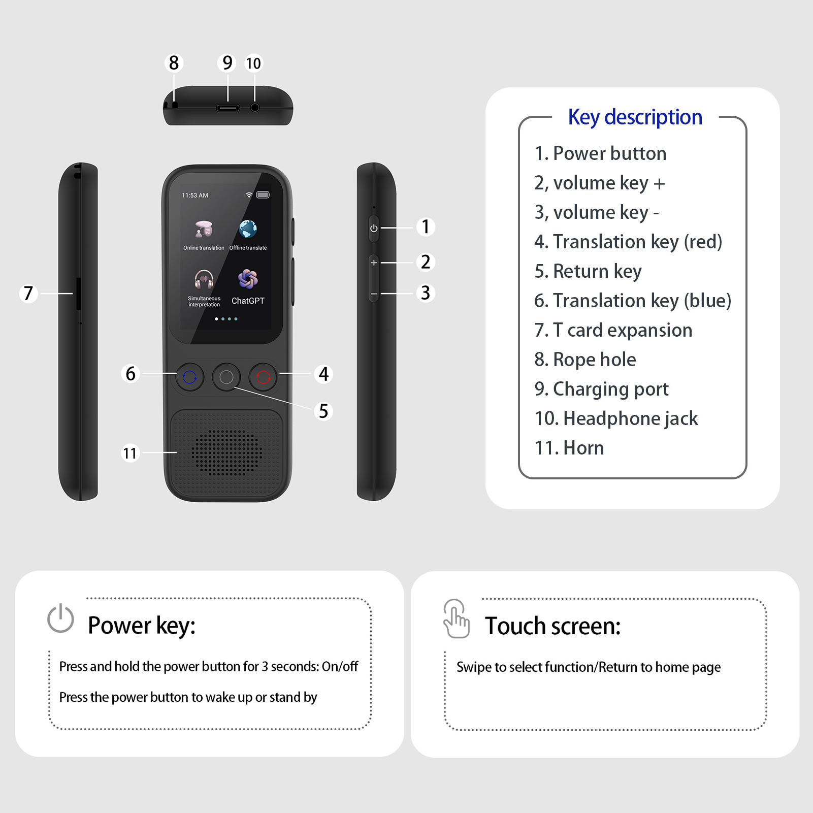 อุปกรณ์แปลภาษา AI S80 พร้อมการ - Portable Translator Device บทวิจารณ์และราคา